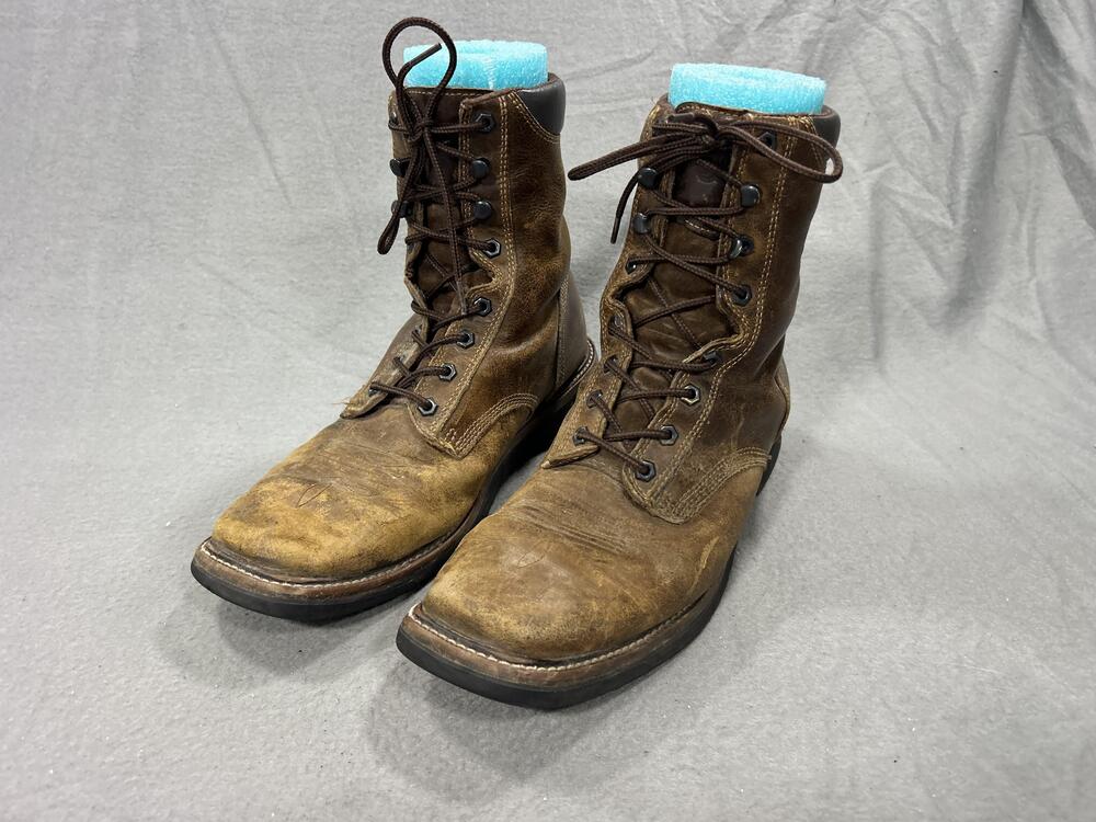 Justin Work Boots Mens Size 11 EE Brown Leather Combat Slip Resistant WK681